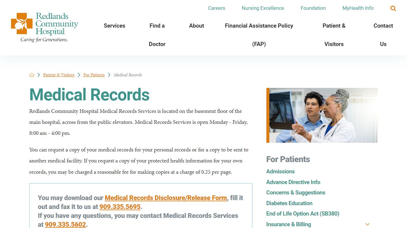 Medical Records | Redlands Community Hospital